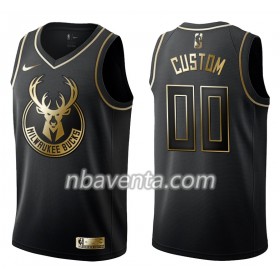 Camiseta Hombre Milwaukee Bucks Personalizadas Nike Negro Golden Edition Swingman